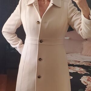 J Crew Ivory Wool Classic Swing Coat